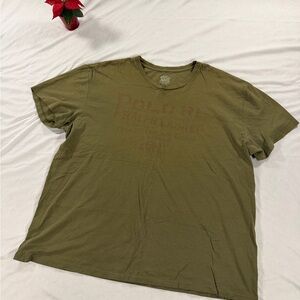 Polo Ralph Lauren Faded Graphic T Shirt Olive Green Size L Cotton